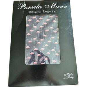 Black/Pink Flamingo Printed Pamela Mann Designer Legwear